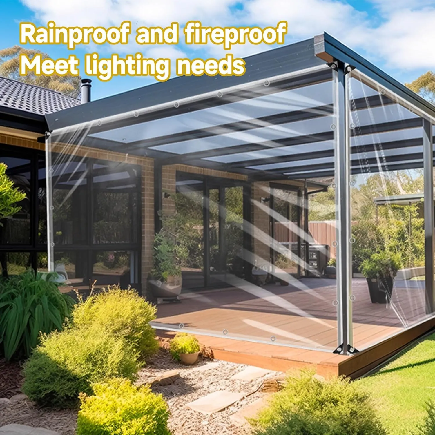 JHIAADEYPVC Heavy-Duty Waterproof Clear Tarpaulin,Reinforced Transparent,Small Tarpaulin Transparent,Thicken Clear Tarp Waterproof,Groundsheet, Outdoor Polyethylene Sheeting(10 * 10m/394 * 394in)