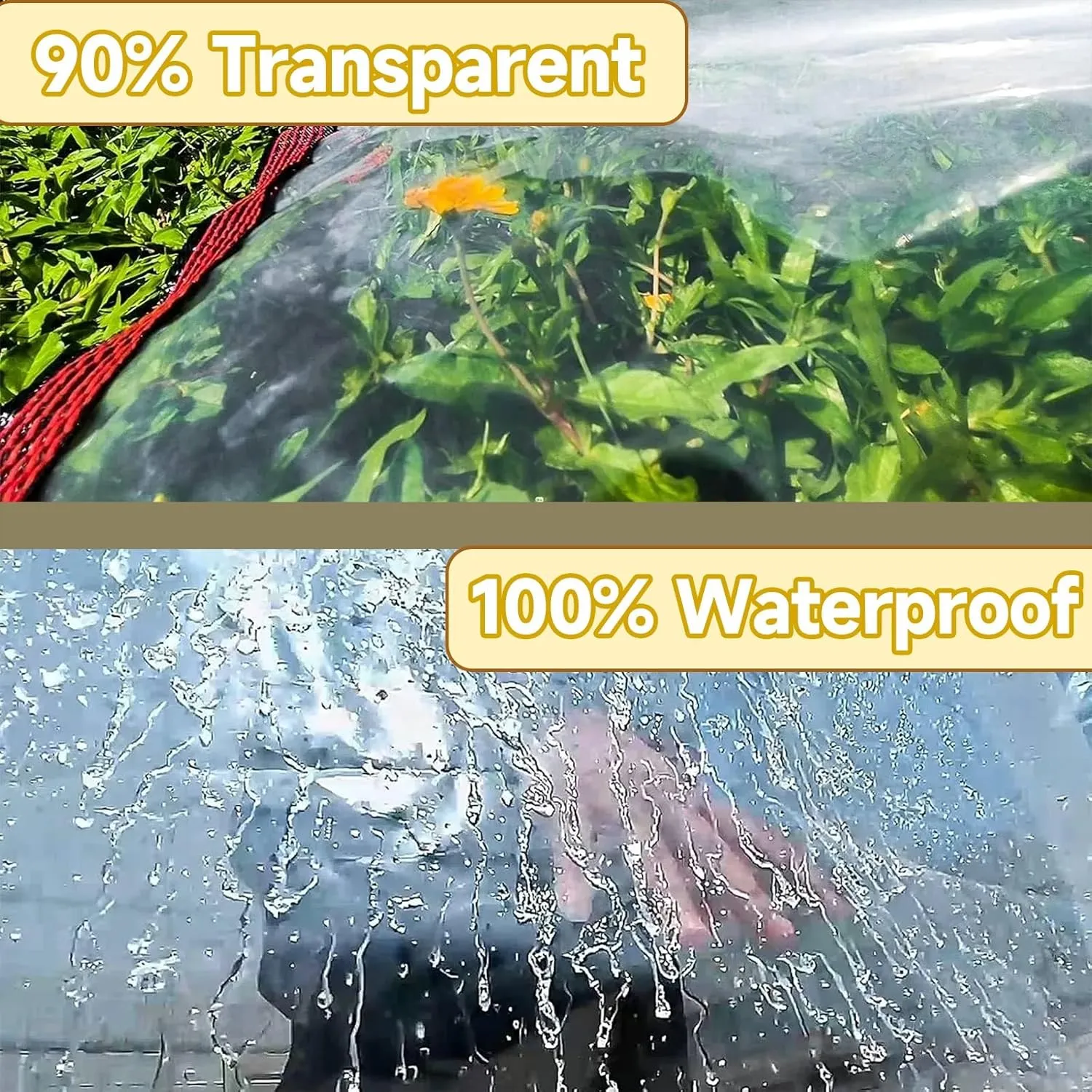 JHIAADEYPVC Heavy-Duty Waterproof Clear Tarpaulin,Reinforced Transparent,Small Tarpaulin Transparent,Thicken Clear Tarp Waterproof,Groundsheet, Outdoor Polyethylene Sheeting(10 * 10m/394 * 394in)