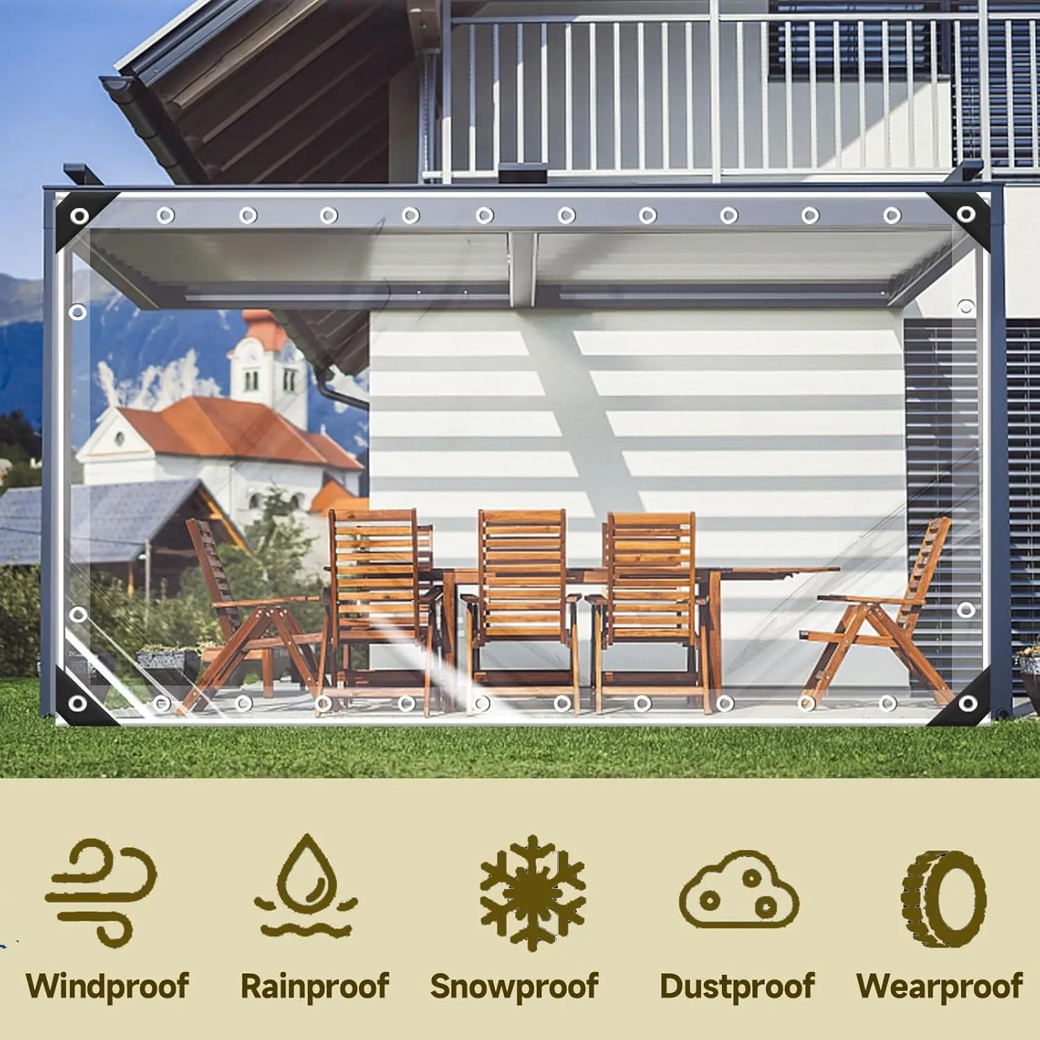 JHIAADEYPVC Heavy-Duty Waterproof Clear Tarpaulin,Reinforced Transparent,Small Tarpaulin Transparent,Thicken Clear Tarp Waterproof,Groundsheet, Outdoor Polyethylene Sheeting(10 * 10m/394 * 394in)