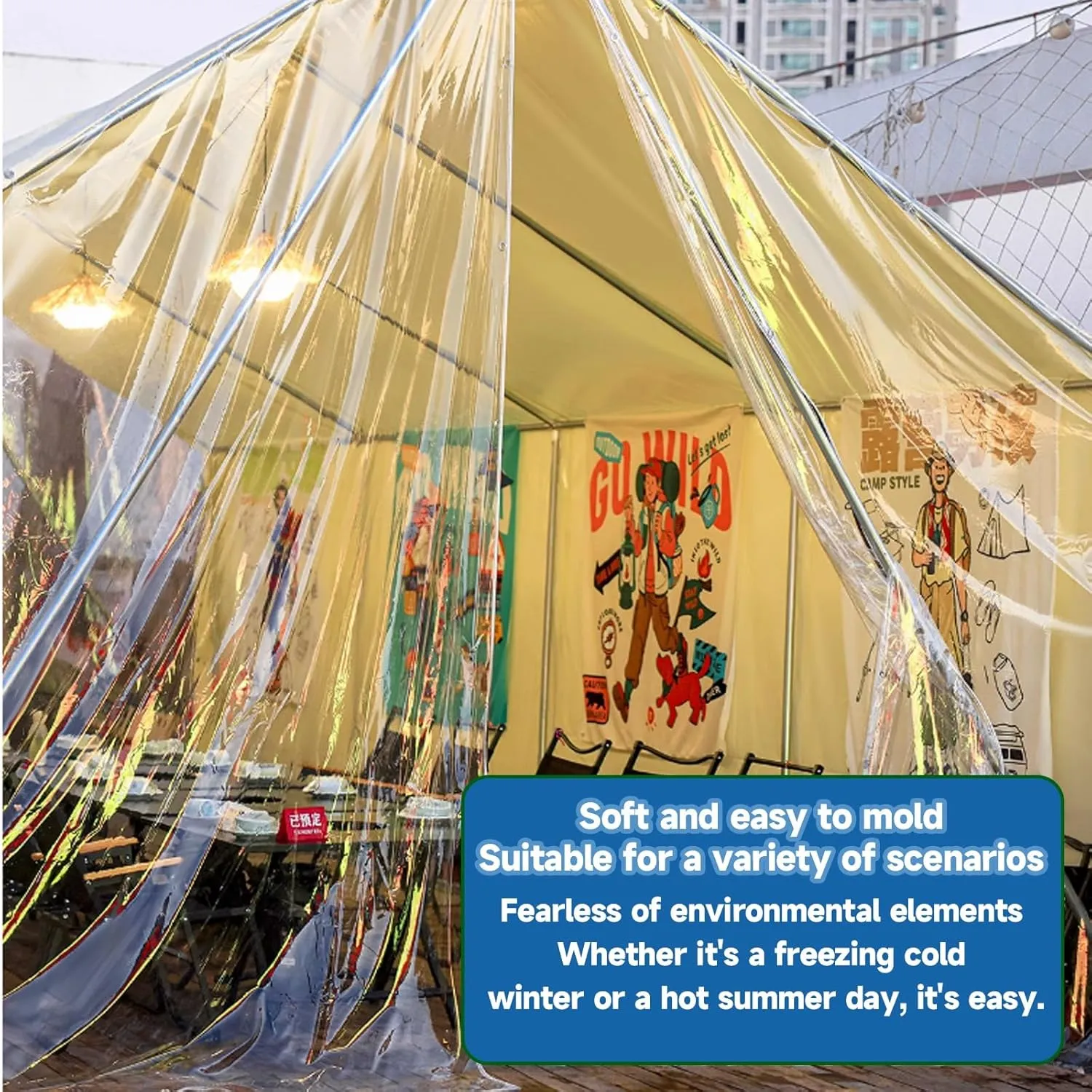 JHIAADEYPVC Small Tarpaulin Transparent,Reinforced Transparent,Heavy-Duty Waterproof Clear Tarpaulin,Thicken Clear Tarp Waterproof,Groundsheet, Outdoor Polyethylene Sheeting(10 * 20m/394 * 787in)