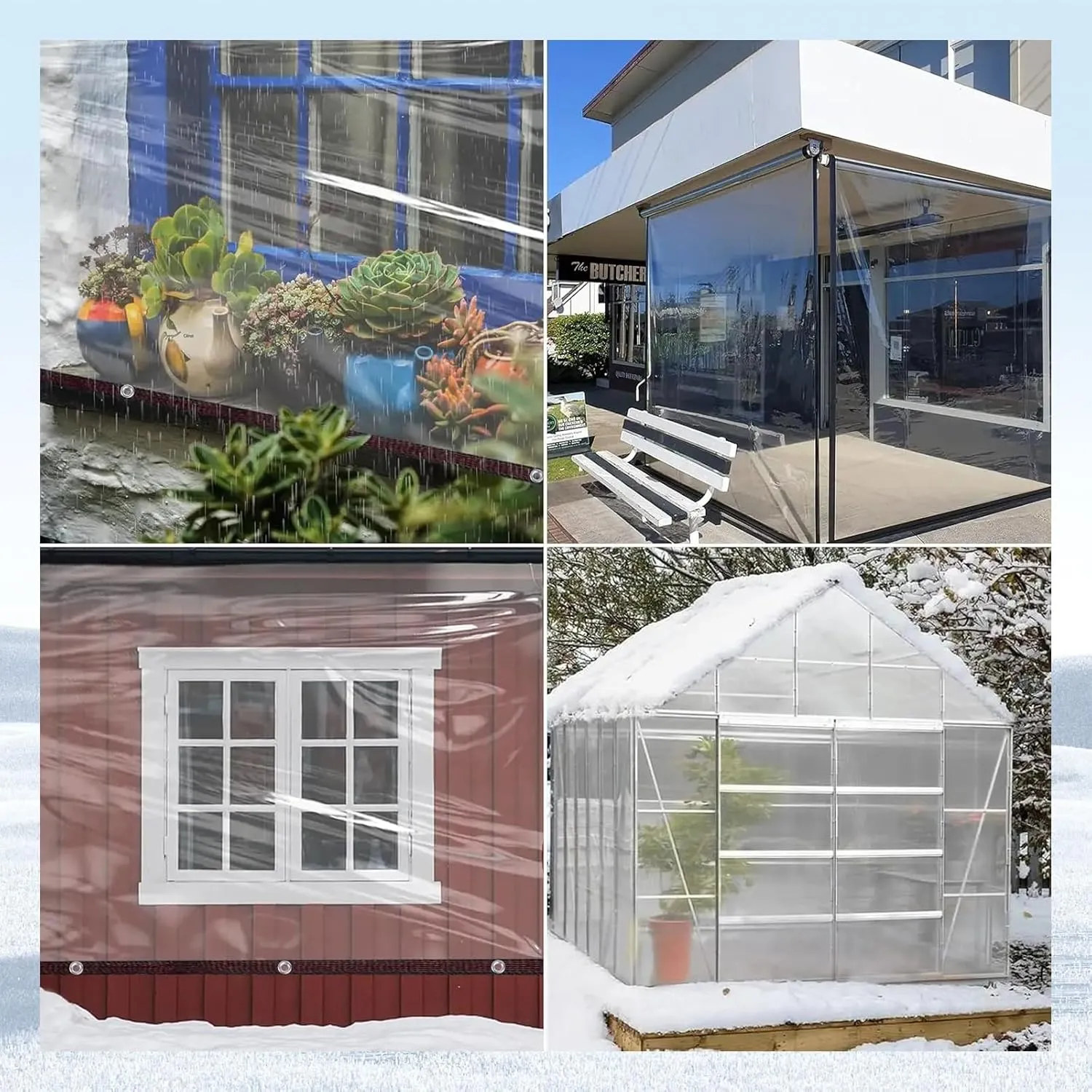 JHIAADEYPVC Small Tarpaulin Transparent,Reinforced Transparent,Heavy-Duty Waterproof Clear Tarpaulin,Thicken Clear Tarp Waterproof,Groundsheet, Outdoor Polyethylene Sheeting(10 * 20m/394 * 787in)