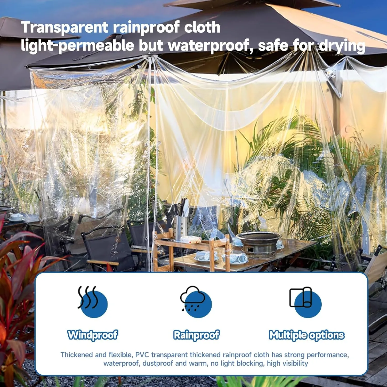 JHIAADEYPVC Small Tarpaulin Transparent,Reinforced Transparent,Heavy-Duty Waterproof Clear Tarpaulin,Thicken Clear Tarp Waterproof,Groundsheet, Outdoor Polyethylene Sheeting(10 * 20m/394 * 787in)