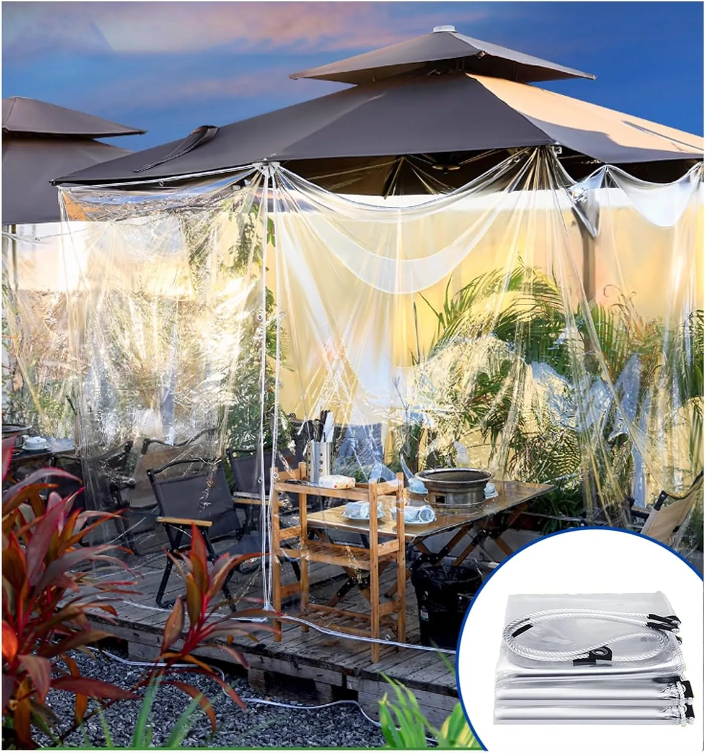 JHIAADEYPVC Small Tarpaulin Transparent,Reinforced Transparent,Heavy-Duty Waterproof Clear Tarpaulin,Thicken Clear Tarp Waterproof,Groundsheet, Outdoor Polyethylene Sheeting(10 * 20m/394 * 787in)