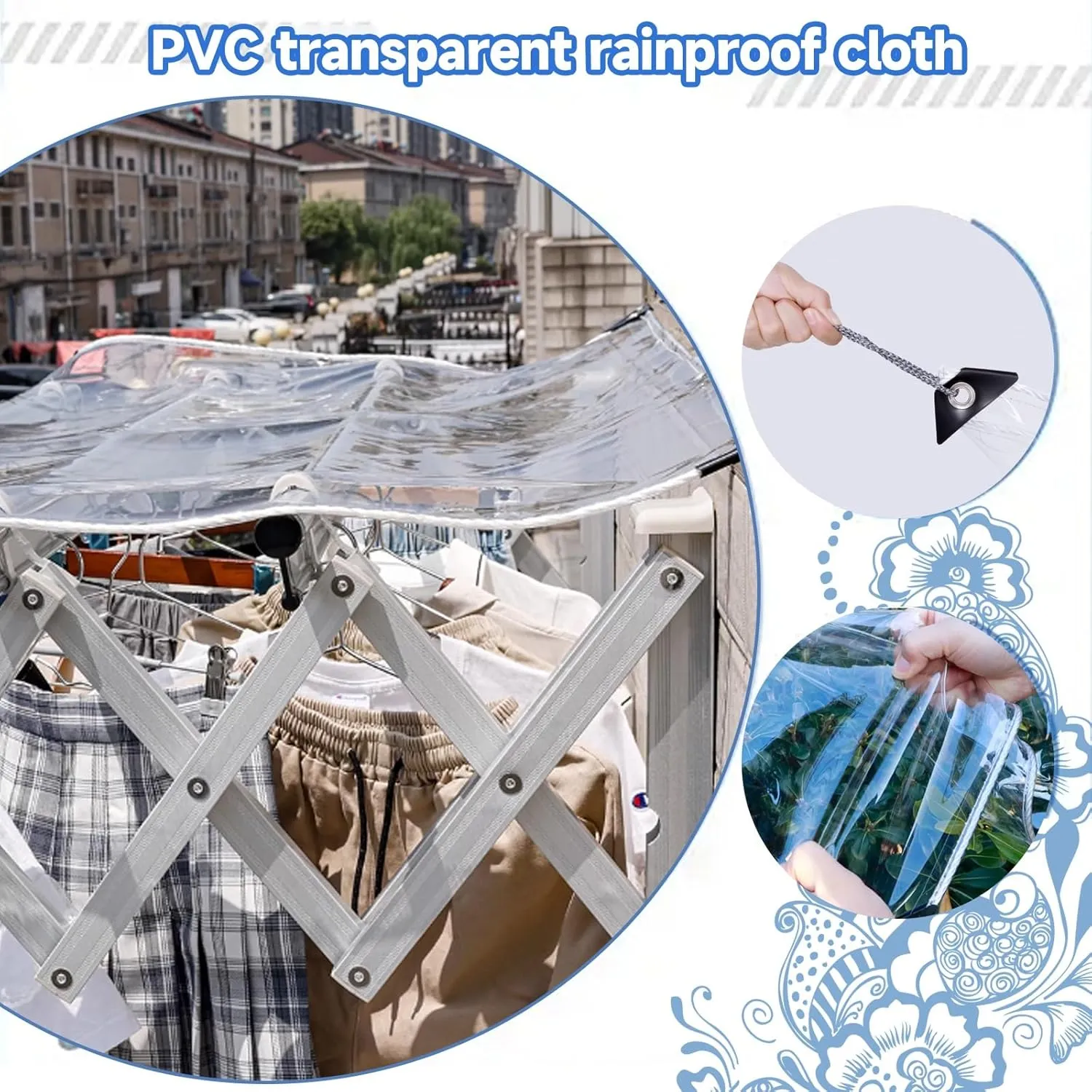 JHIAADEYPVC Small Tarpaulin Transparent,Reinforced Transparent,Heavy-Duty Waterproof Clear Tarpaulin,Thicken Clear Tarp Waterproof,Groundsheet, Outdoor Polyethylene Sheeting(10 * 20m/394 * 787in)