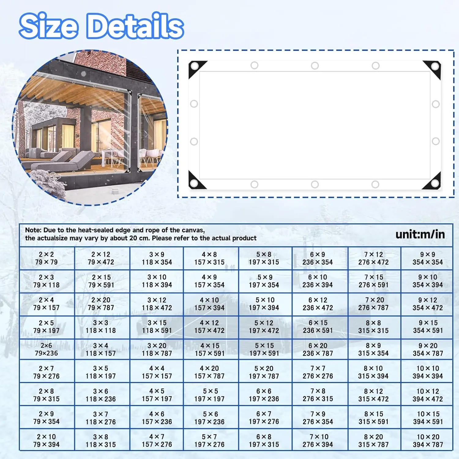 JHIAADEYPVC Transparent Tarpaulin,Thicken Clear Tarp Waterproof,Dog Kennel Roof Canopy Outdoor,Heavy-Duty Waterproof Clear Tarpaulin, Pvc Clear Tarpaulin,Groundsheet, Outdoor Polyethylene Sheeting(9*2