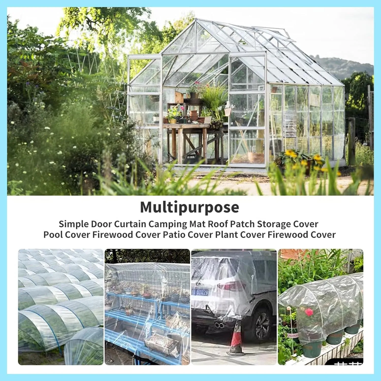 JHIAADEYPVC Transparent Tarpaulin,Thicken Clear Tarp Waterproof,Dog Kennel Roof Canopy Outdoor,Heavy-Duty Waterproof Clear Tarpaulin, Pvc Clear Tarpaulin,Groundsheet, Outdoor Polyethylene Sheeting(9*2