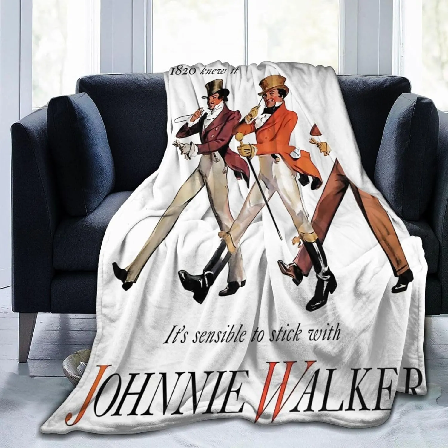 Johnnie Come and Walker Throw Blanket Lightweight Cozy Warm Breathable Flannel Blankets for Home Outdoor Decorative Comfy Sofa All Season 80"x60"