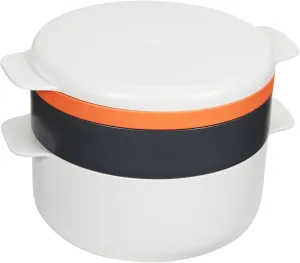Joseph Joseph M-Cuisine Microwave 4-Piece Stackable Cooking Set, 2 liter cooking pot, steamer, griddle and lid, Orange/Beige