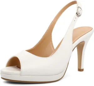 Joseywade Women's Slingback Heels Peep Toe Platform Stilettos 3.5 Inch High Heel Dress Shoes