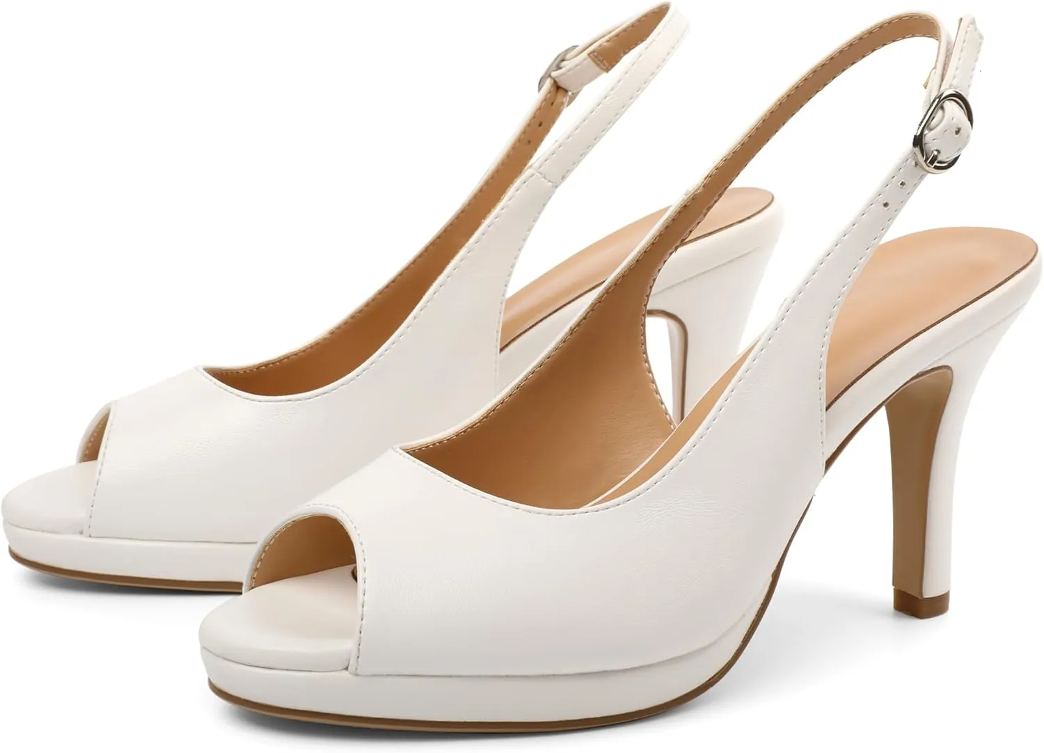 Joseywade Women's Slingback Heels Peep Toe Platform Stilettos 3.5 Inch High Heel Dress Shoes