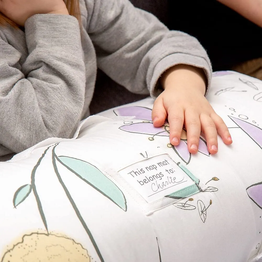 JumpOff Jo - Toddler Nap-Mat - Sleeping Bag for Kids with Removable Pillow and Ultra Soft Blanket for Preschool, Daycare, and Sleepovers - Fairy Blossoms