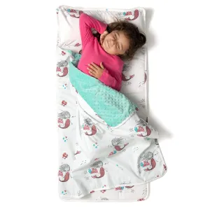 JumpOff Jo - Toddler Nap Mat - Sleeping Bag for Kids with Removable Pillow and Ultra Soft Blanket for Preschool, Daycare, and Sleepovers - Mermaids