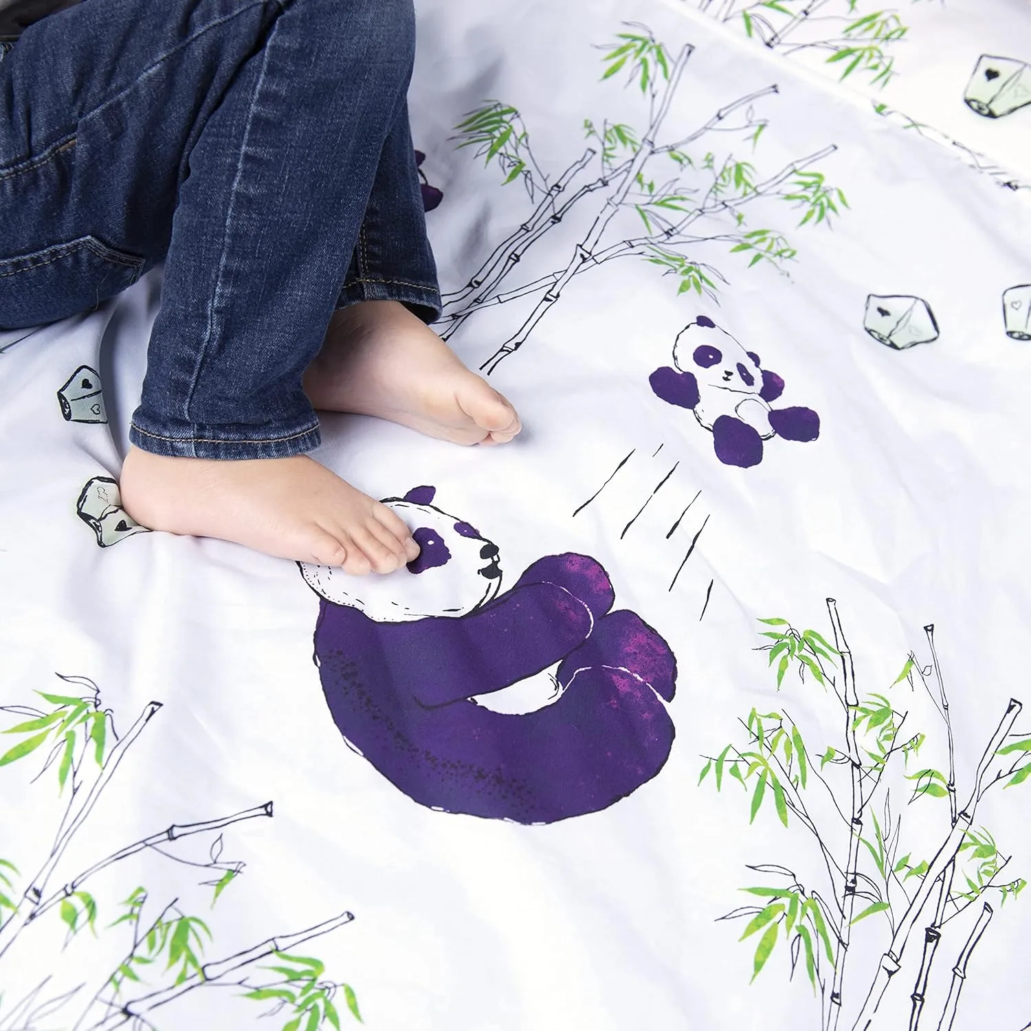 JumpOff Jo - Toddler Nap Mat - Sleeping Bag for Kids with Removable Pillow and Ultra Soft Blanket for Preschool, Daycare, and Sleepovers - Playful Pandas