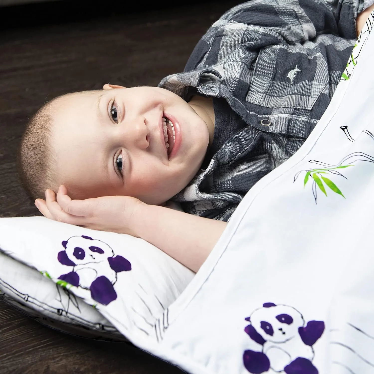 JumpOff Jo - Toddler Nap Mat - Sleeping Bag for Kids with Removable Pillow and Ultra Soft Blanket for Preschool, Daycare, and Sleepovers - Playful Pandas
