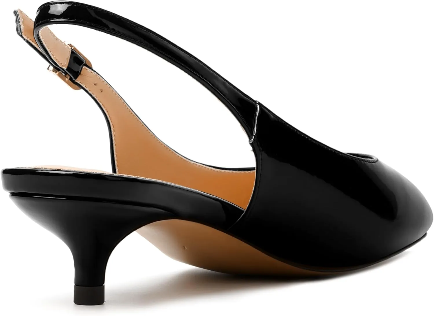 JUSTDANNI Womens Wedding Patent Fashion Buckle Pointed Toe Dress Slingback Kitten Low Heel Pumps Shoes 1.5 Inch