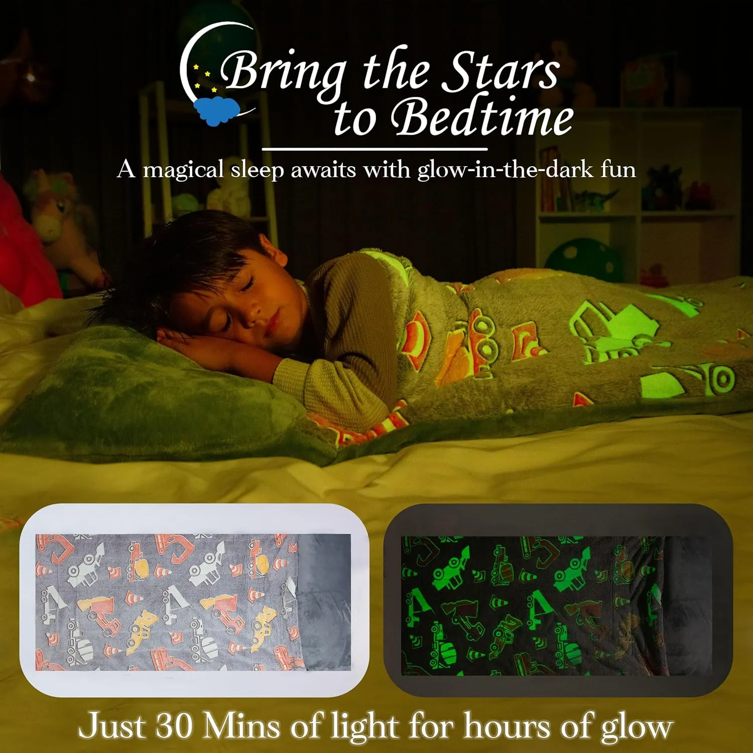 Kids Sleeping Bag Glow in The Dark Slumber Bag for Girls and Boys - Large, Soft, Durable, Warm, Plush Sleeping Bags - Dinosaur & Unicorn Gift for Sleep Overs