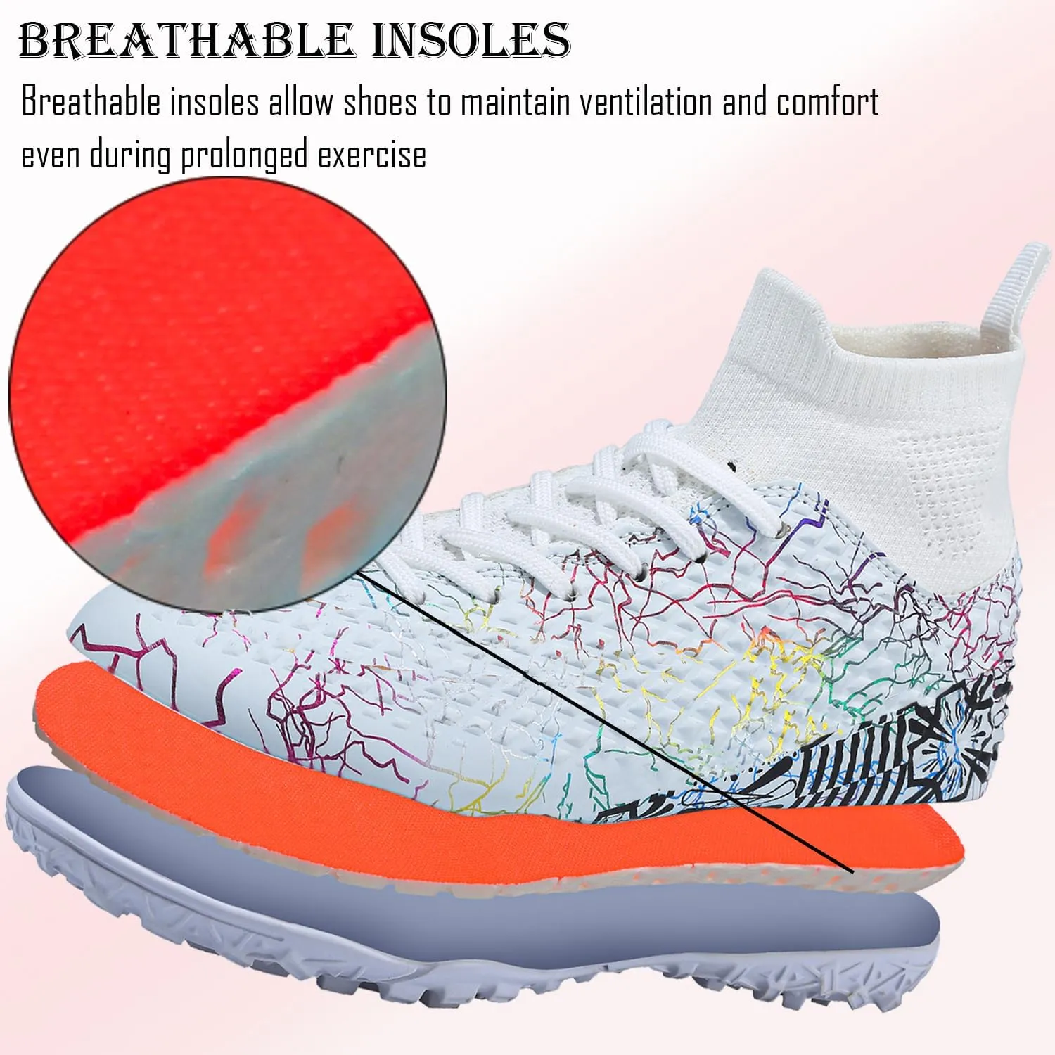 Kids Soccer Boys Girls Turf Soccer Shoes Indoor Outdoor Soccer Youth Trainning Shoes Breathable Casual Athletic Football Shoes