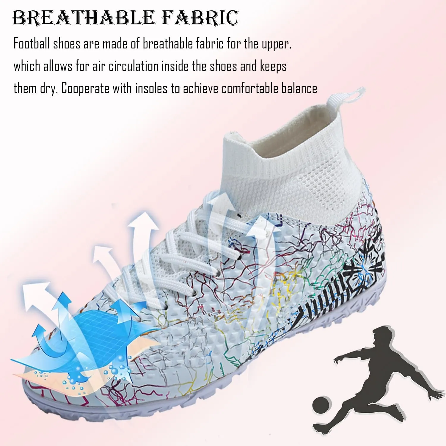 Kids Soccer Boys Girls Turf Soccer Shoes Indoor Outdoor Soccer Youth Trainning Shoes Breathable Casual Athletic Football Shoes
