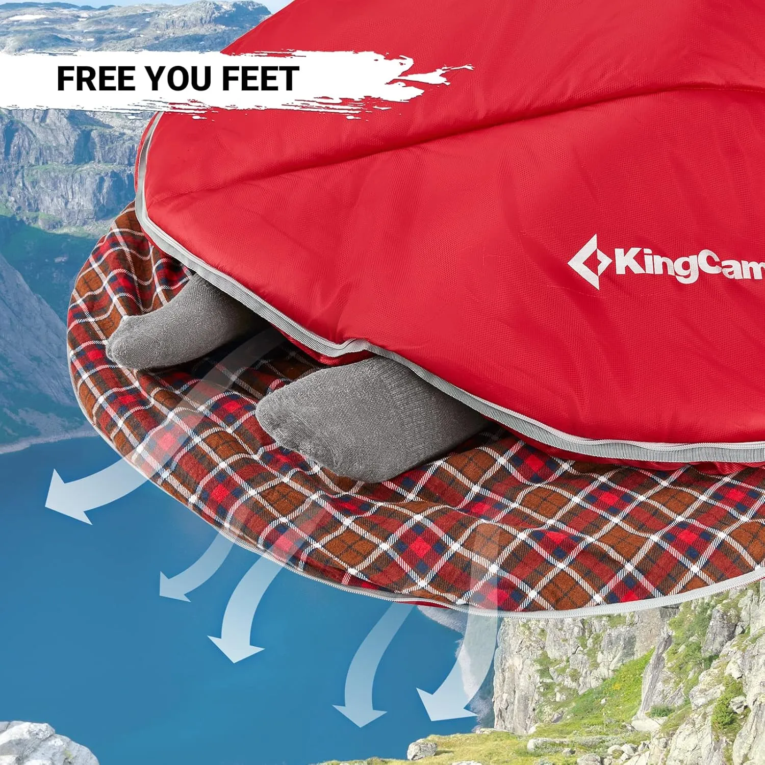 KingCamp Sleeping Bag for Adults, Cold Weather & Warm Extra Wide Big & Tall XL Portable Waterproof Flannel Sleeping Bags, Essentials Gear Accessories for Camping Backpacking Hiking Indoor & Outdoor