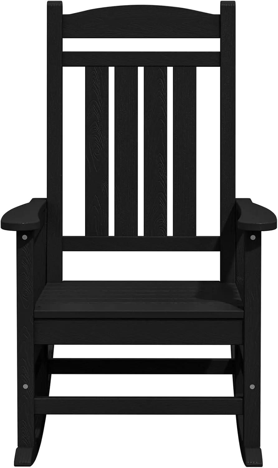 KINGYES Outdoor Rocking Chairs, HDPE All-Weather Patio Rocking Chairs High Back Porch Rocker for Adult, Black