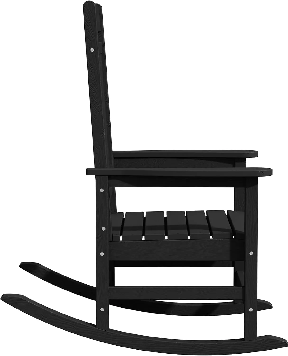 KINGYES Outdoor Rocking Chairs, HDPE All-Weather Patio Rocking Chairs High Back Porch Rocker for Adult, Black