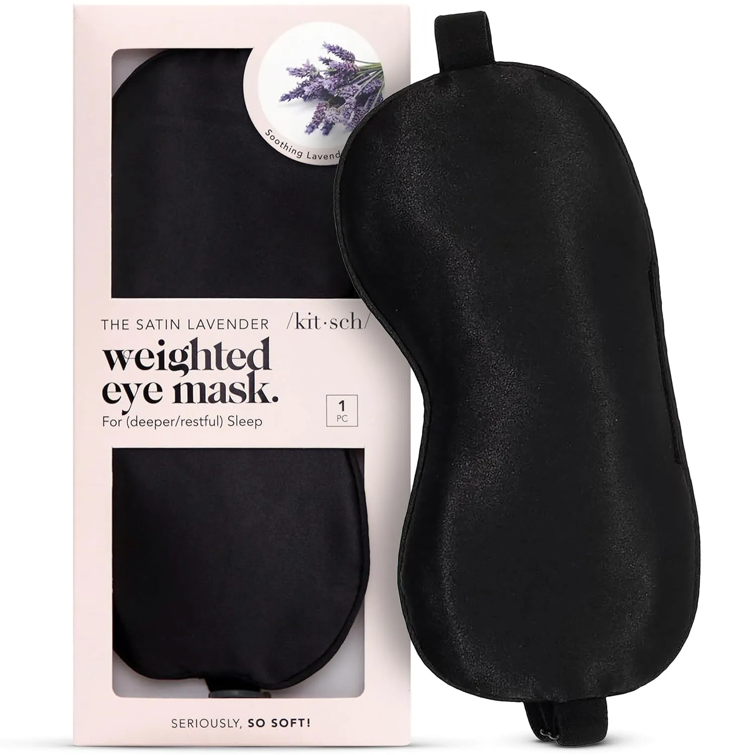 Kitsch Weighted Satin Sleep Mask - Weighted Eye Mask for Sleeping and Travel - Lavender Sleeping Mask for Women and Men - Light Blocking, Adjustable Strap, Ultra-Soft (4.1oz/116g)