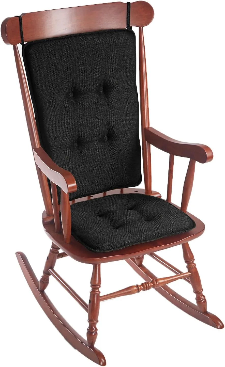 Klear Vu Embrace Rocking Chair Cushion, Assembled in The USA, Tufted Back Pads for Living Room, Nursery, or Home Office, 16"x15" Seat and 24"x17" Seatback, 2 Piece Set, Black