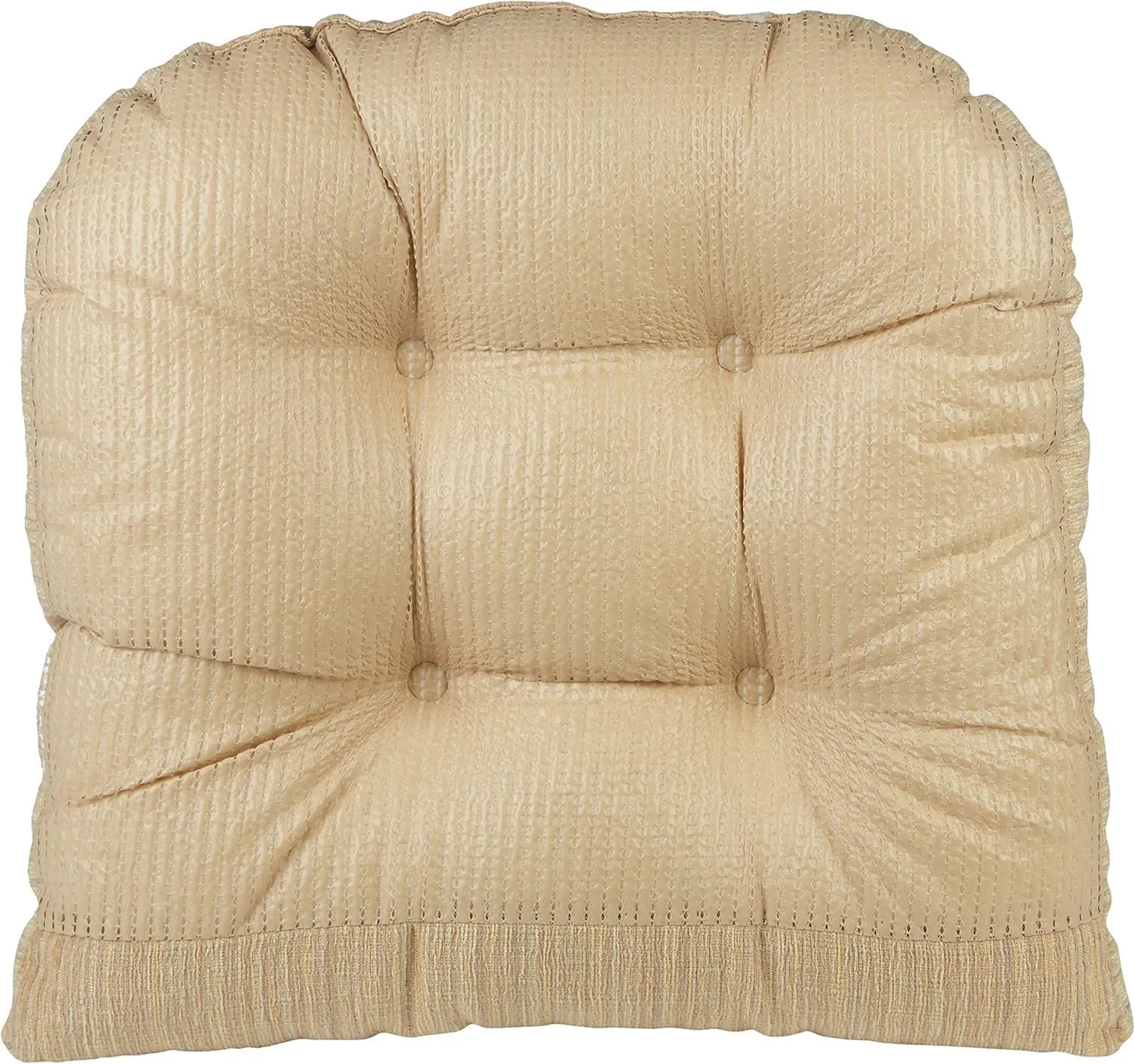 Klear Vu Gripper Overstuffed Universal Non-Slip Dining Chair Cushions for Kitchen Decor or Office Use, U-Shaped Skid-Proof Seat Pad, 17x17 Inches, 2 Count (Pack of 1), Chenille Sand