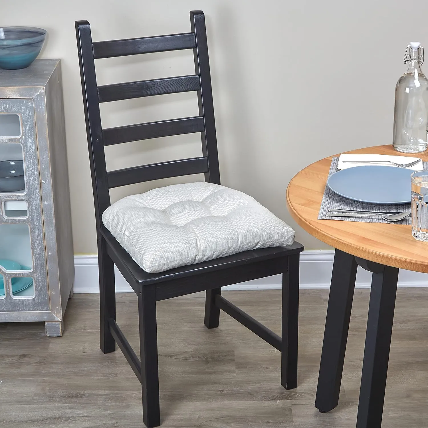 Klear Vu Gripper Overstuffed Universal Non-Slip Dining Chair Cushions for Kitchen Decor or Office Use, U-Shaped Skid-Proof Seat Pad, 17x17 Inches, 2 Count (Pack of 1), Solid Ivory