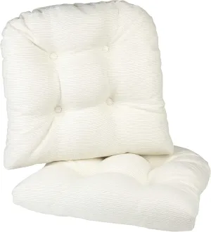 Klear Vu Gripper Overstuffed Universal Non-Slip Dining Chair Cushions for Kitchen Decor or Office Use, U-Shaped Skid-Proof Seat Pad, 17x17 Inches, 2 Count (Pack of 1), Solid Ivory