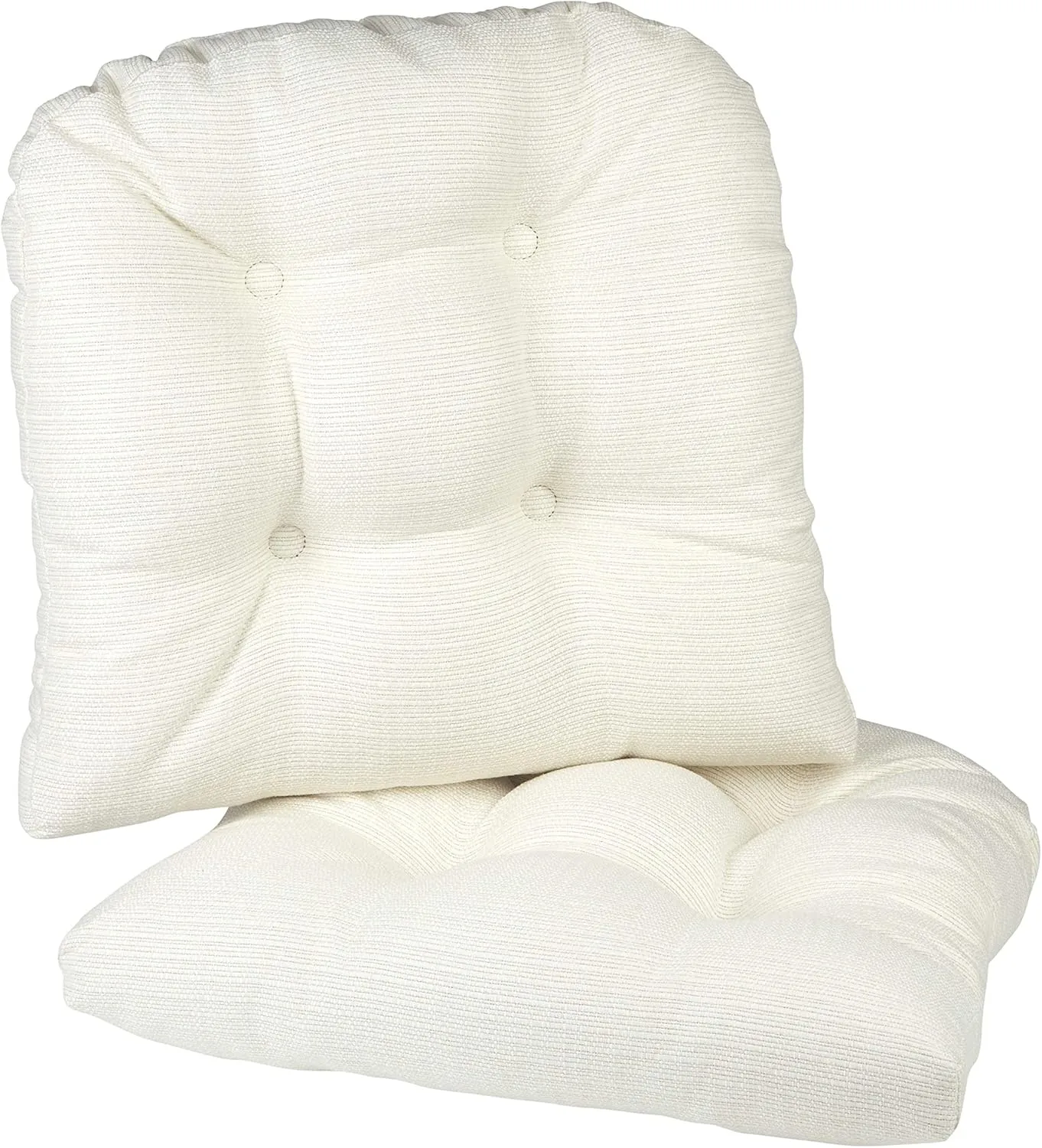 Klear Vu Gripper Overstuffed Universal Non-Slip Dining Chair Cushions for Kitchen Decor or Office Use, U-Shaped Skid-Proof Seat Pad, 17x17 Inches, 2 Count (Pack of 1), Solid Ivory