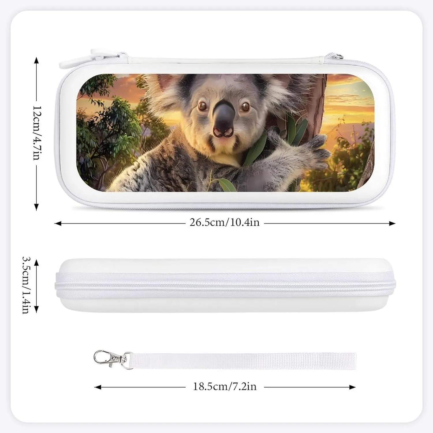Koala Sitting in Tree Under Sunset Hard Shell Travel Case with Rope 15 Game Card Pockets Compatible with Switch Protective
