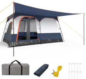 KOTEK 6-8 Person Tents for Camping, Family Tent with 2 Rooms, 2 Doors, 2 Mesh Windows, Porch & Removable Rainfly, Large Camping Tent for Outdoor Picnic, Hiking, Gathering