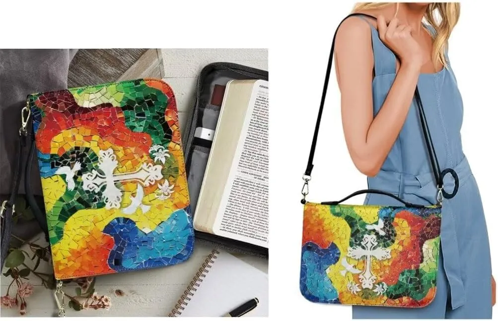 Kuiaobaty Large Bible Covers for Women PU Leather Bible Carrying Bag Thicken Bible Bag Set