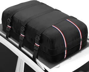 Kylinlucky 23 Cubic Feet IPX6 Waterproof Roof Cargo Bag - 1200D Heavy Duty Soft Roof Luggage Bag for All Cars SUVs Without Roof Rack, 6 Straps   Hooks Included,Soft-Shell 60L x 37W x 18H inches