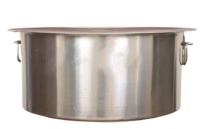Large Size Stainless Steel Patila/Tope, Indian Style, #48, 170 Liters, 2 Solid Steel Handles, 3mm Thick Bottom