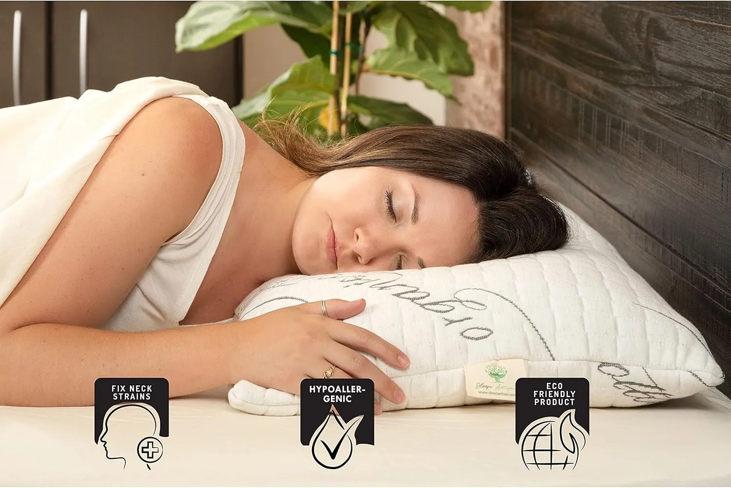 Latex Sleeping Pillow - Natural Talalay Pillow w/Washable Cover, Luxury Adjustable Loft Latex Sleeping Pillow for Back Support & Neck Support - Handmade in USA, Queen Size
