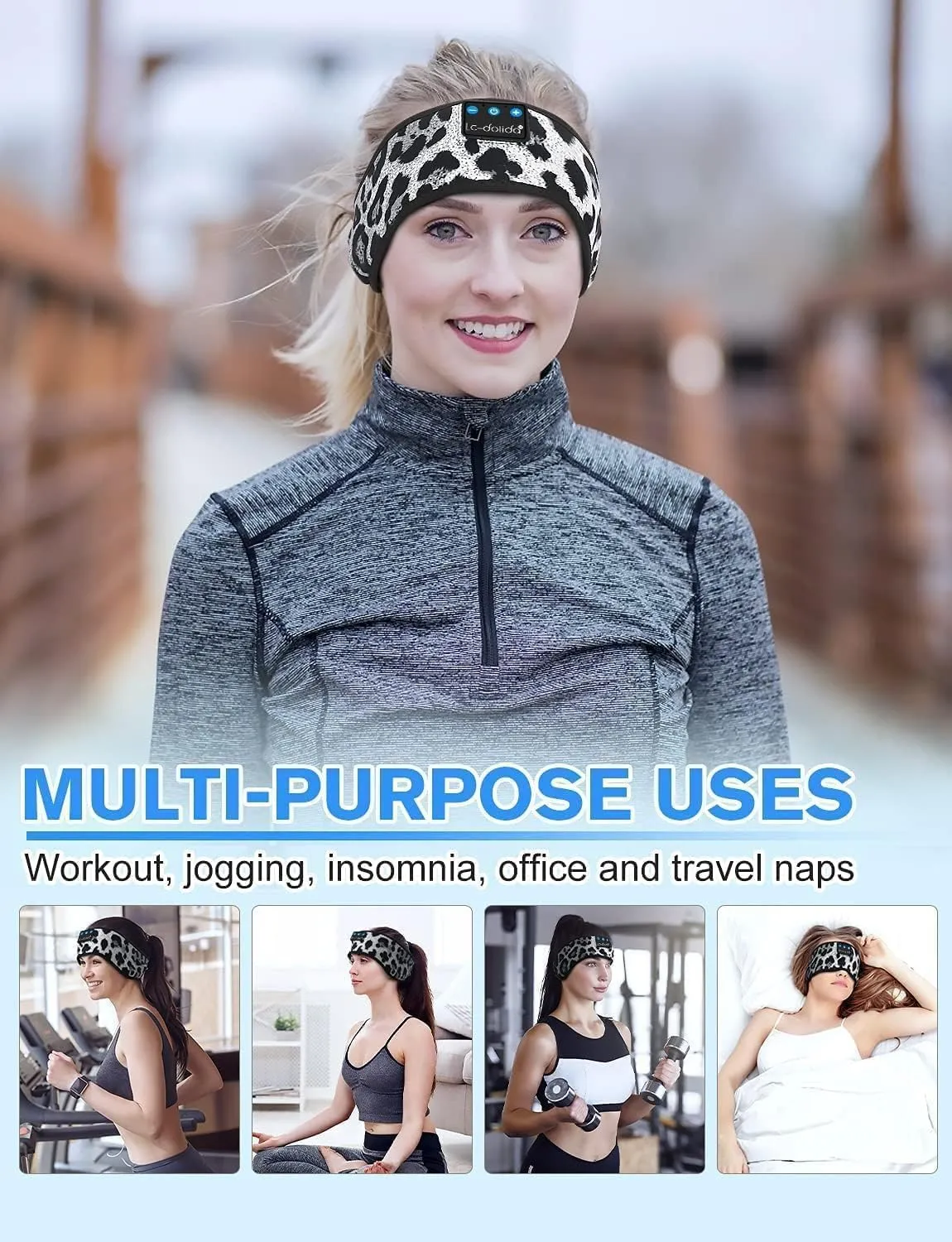 LC-dolida Headphones Bluetooth 5.2, Sleep Headphones with Ultra-Thin HD Stereo Speaker, Sleep Earphones Wireless for Workout Yoga Insomnia Running Meditation Gifts