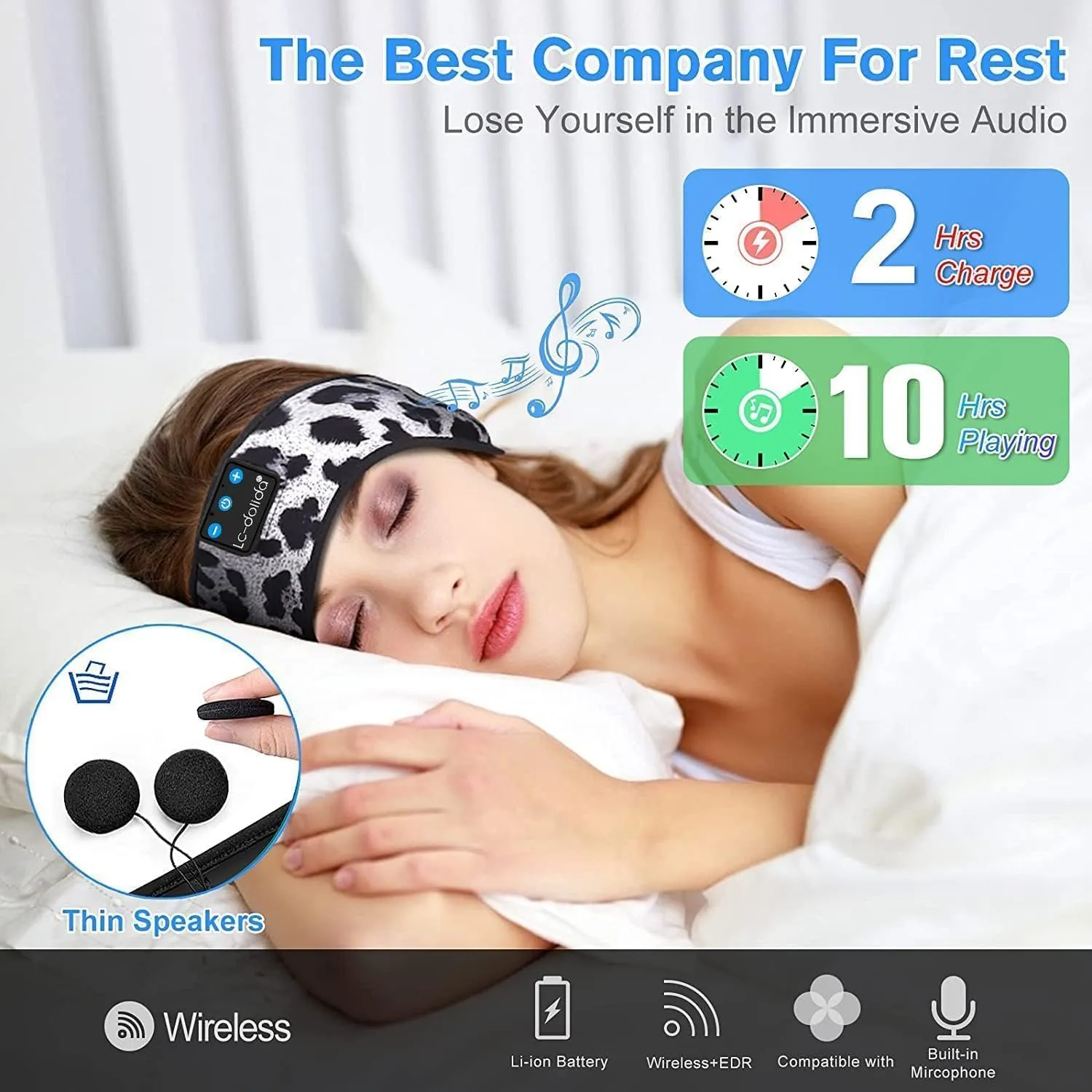 LC-dolida Headphones Bluetooth 5.2, Sleep Headphones with Ultra-Thin HD Stereo Speaker, Sleep Earphones Wireless for Workout Yoga Insomnia Running Meditation Gifts