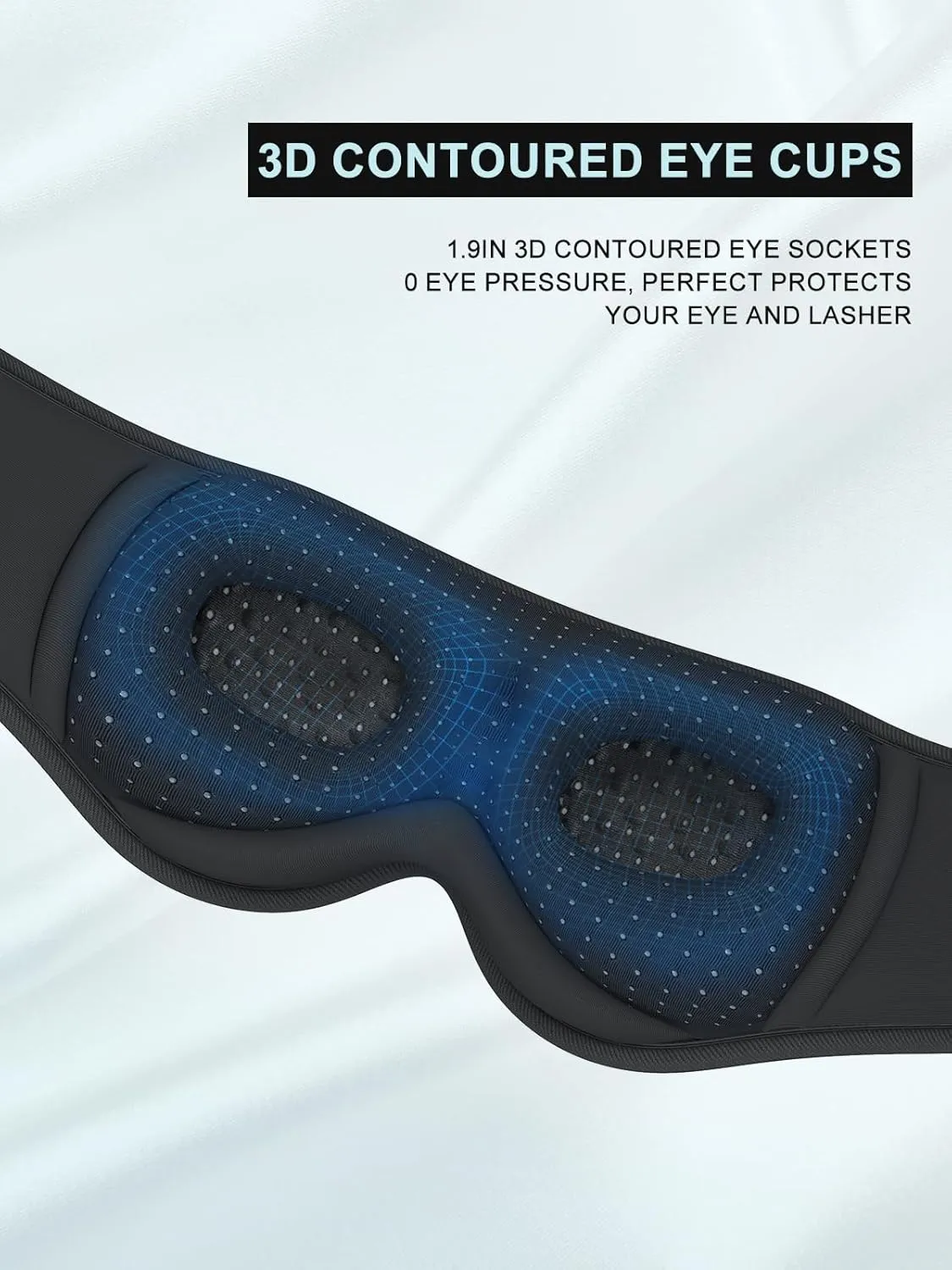 LC-dolida Sleep Headphones, 3D Sleep Mask Bluetooth Wireless Music Eye Mask, Sleeping Headphones for Side Sleepers Sleep Mask with Bluetooth Headphones Ultra-Thin Stereo Speakers Perfect for Sleeping