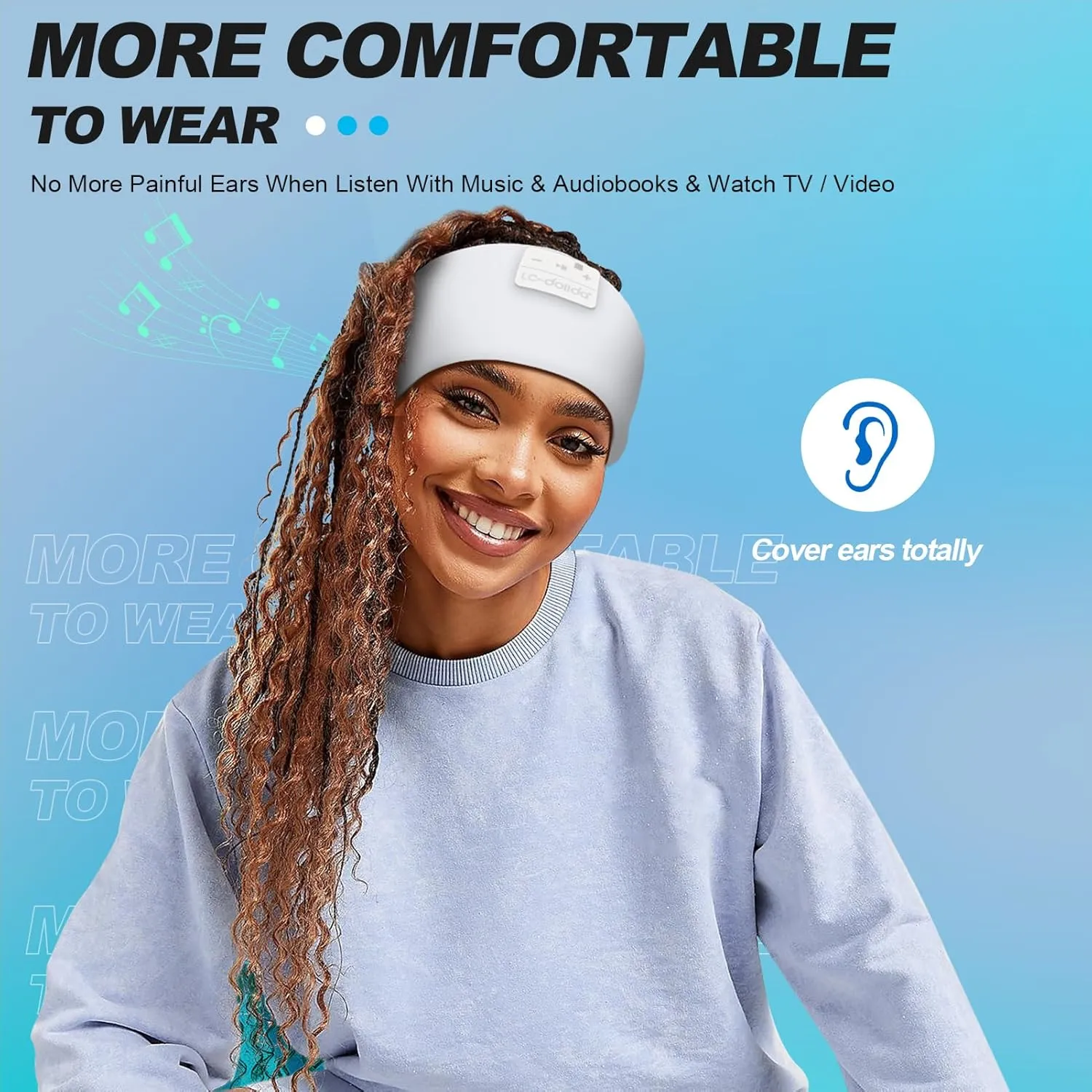 LC-dolida Sleep Headphones Bluetooth 5.2 | Headband Headphones Earphones Wireless | Sleep Mask for Sleeping, Sports, Gifts, Workout, Jogging, Yoga,Insomnia, Air Travel, Meditation