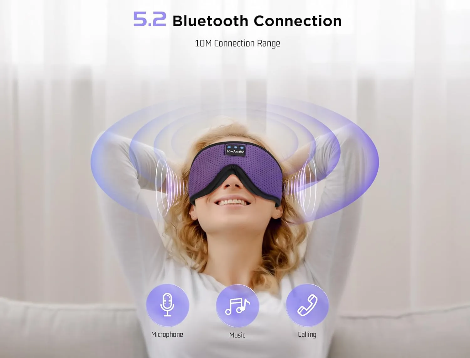 LC-dolida Sleep Mask with Bluetooth Headphones Bluetooth Sleep Mask Sleep Headphones,3D Eye Mask for Sleeping Mask Music Sleeping Headphones for Side Sleepers Meditation Gifts Gadgets for Men Women