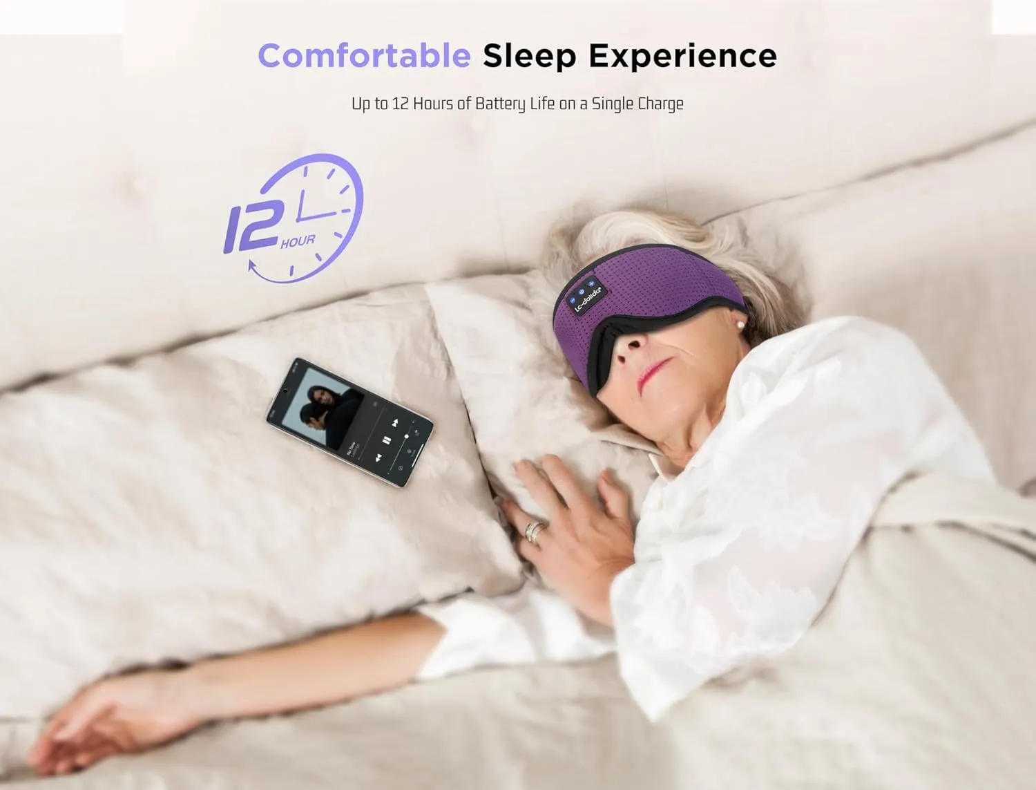 LC-dolida Sleep Mask with Bluetooth Headphones Bluetooth Sleep Mask Sleep Headphones,3D Eye Mask for Sleeping Mask Music Sleeping Headphones for Side Sleepers Meditation Gifts Gadgets for Men Women