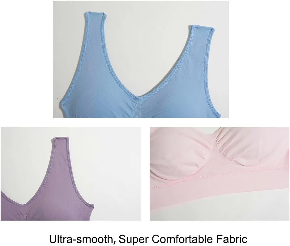 Lemef 3-Pack Seamless Sports Bra Wirefree Yoga Bra with Removable Pads for Women