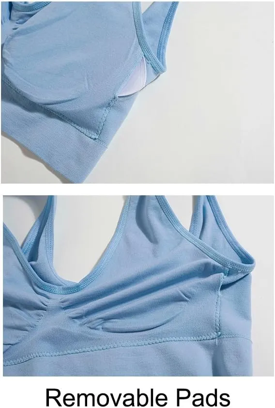 Lemef 3-Pack Seamless Sports Bra Wirefree Yoga Bra with Removable Pads for Women