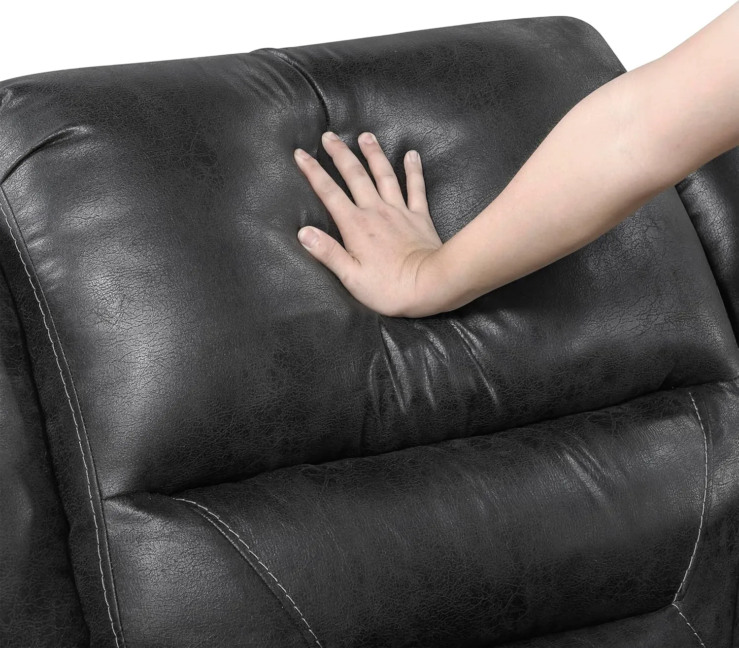 Lexicon Rocker Recliner Chair for Living Room, Wall Hugger Manual Recliner Chairs, Textured Microfiber Upholstered Rocking Reclining Chair, Home Theater Seating, Required Assembly, Black​