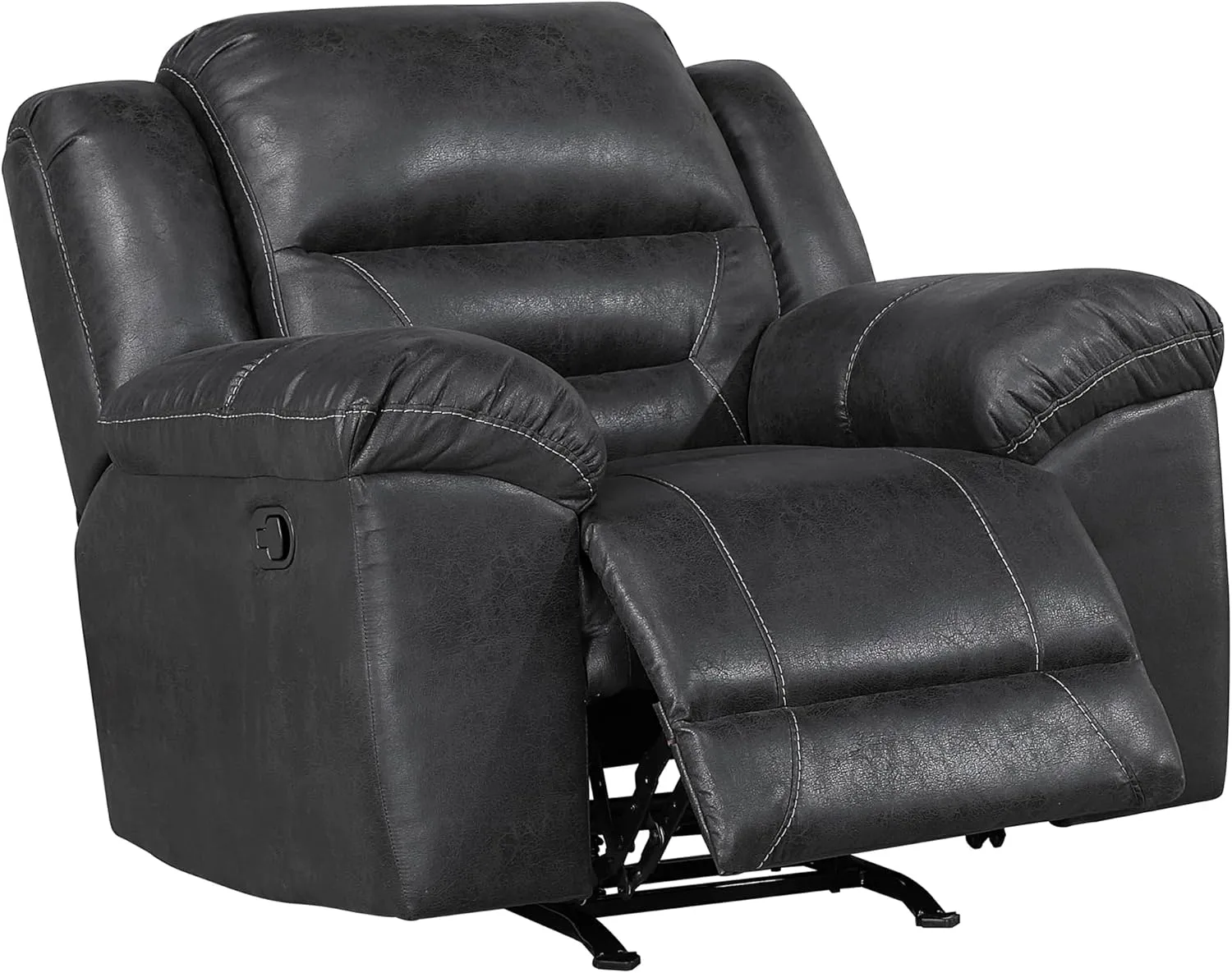 Lexicon Rocker Recliner Chair for Living Room, Wall Hugger Manual Recliner Chairs, Textured Microfiber Upholstered Rocking Reclining Chair, Home Theater Seating, Required Assembly, Black​