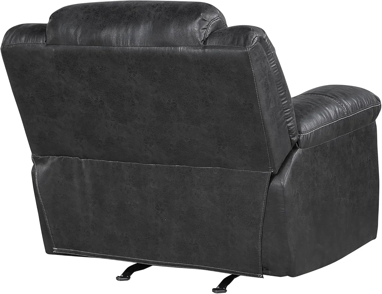 Lexicon Rocker Recliner Chair for Living Room, Wall Hugger Manual Recliner Chairs, Textured Microfiber Upholstered Rocking Reclining Chair, Home Theater Seating, Required Assembly, Black​