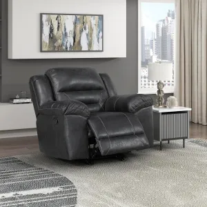 Lexicon Rocker Recliner Chair for Living Room, Wall Hugger Manual Recliner Chairs, Textured Microfiber Upholstered Rocking Reclining Chair, Home Theater Seating, Required Assembly, Black​