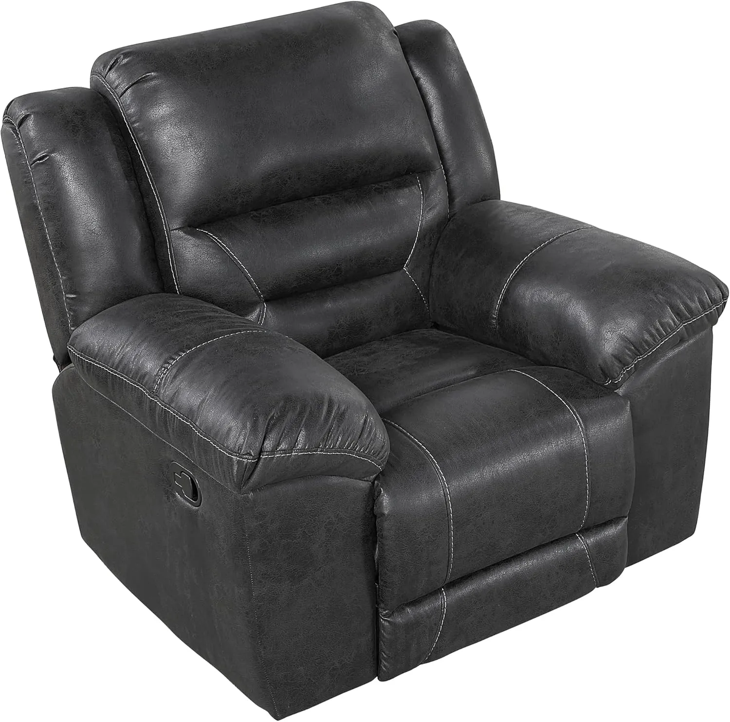 Lexicon Rocker Recliner Chair for Living Room, Wall Hugger Manual Recliner Chairs, Textured Microfiber Upholstered Rocking Reclining Chair, Home Theater Seating, Required Assembly, Black​